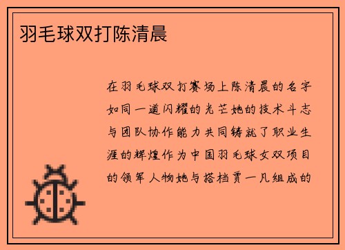羽毛球双打陈清晨